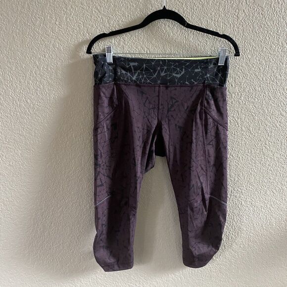 Lululemon Stash It Crop Leggings Womens 8 Burgundy Star Crushed Black Cherry - Picture 1 of 16